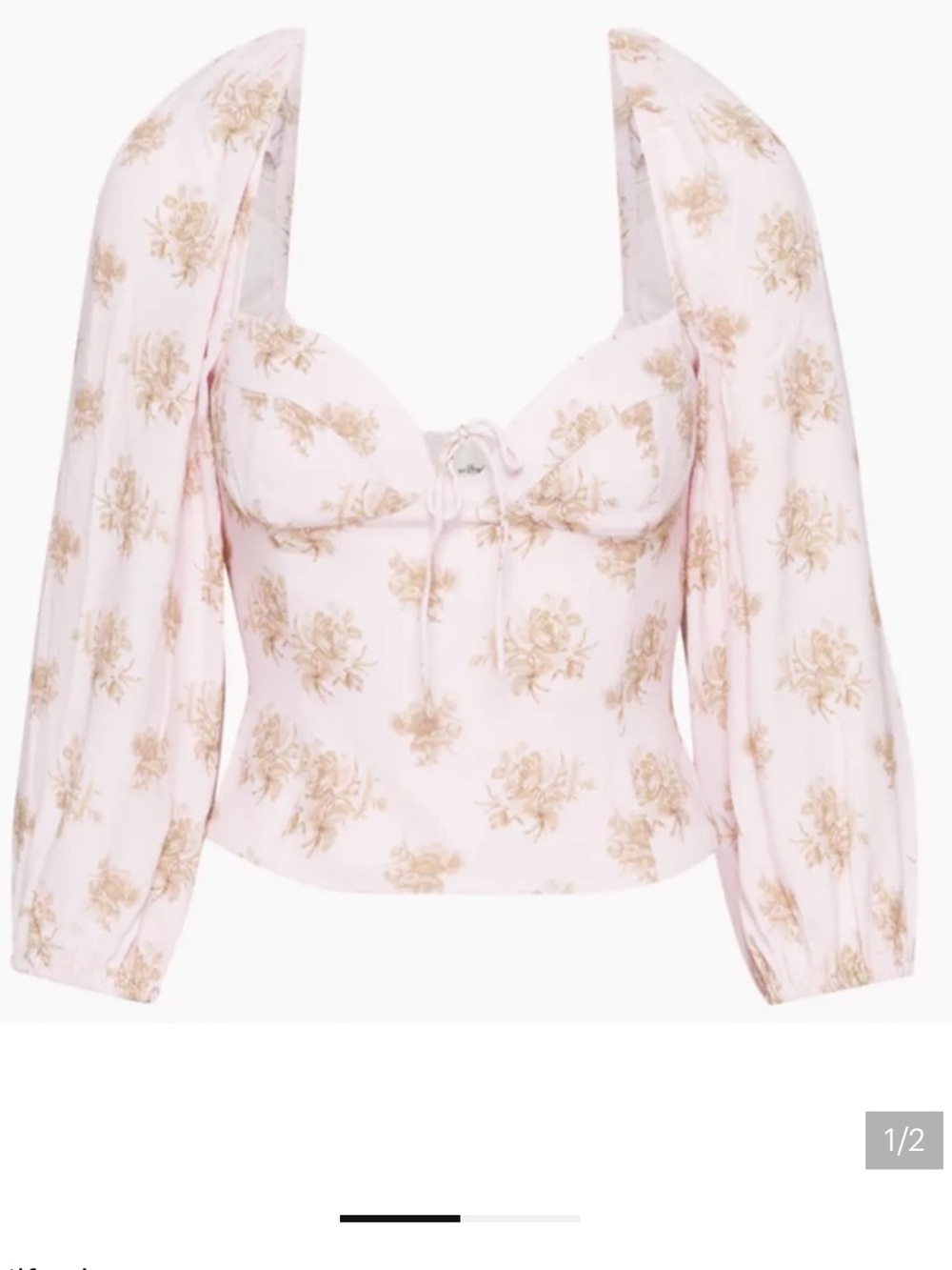Aritzia Wilfred Novella blouse pink floral puff sleeve size small
